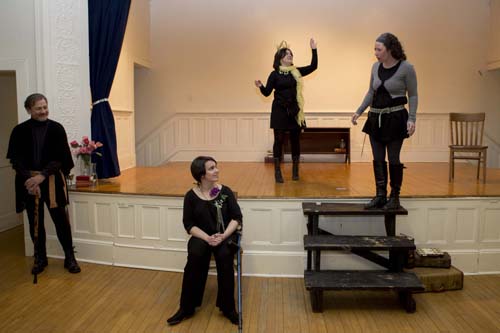 Cast members rehearse '‘tales and tempests,’ which opens in Greenport Friday night. (Credit: Katharine Schroeder)