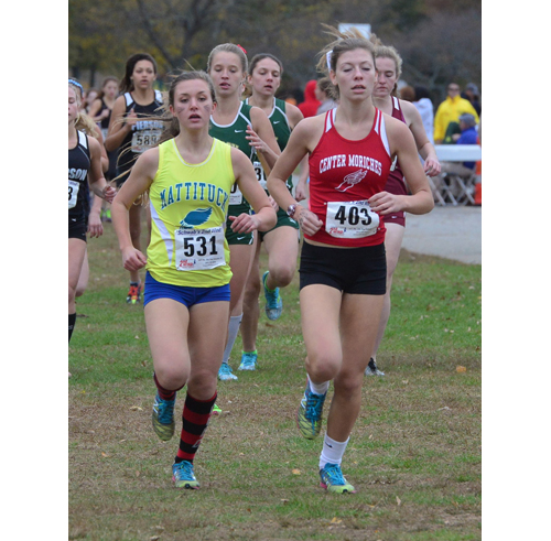 Mattituck sophomore Melanie Pfennig was the top finisher for the Tuckers Friday in the state qualifier. (Credit: Robert O'Rourk)