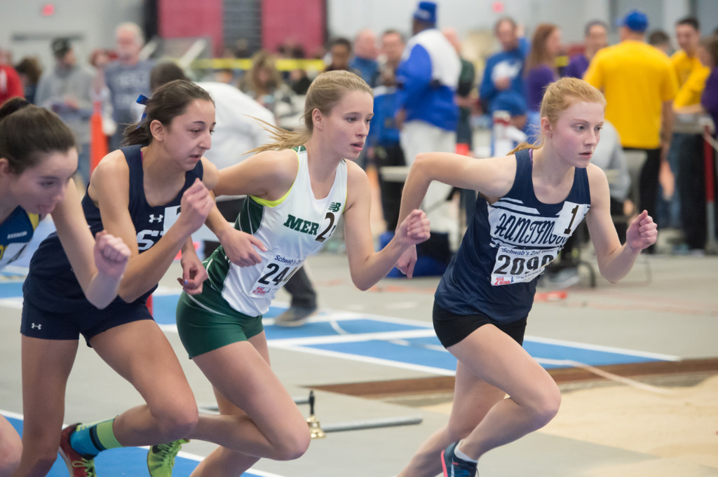 McGann-Mercy junior Meg Tuthill takes off at the start of the 1,000. (Credit: Robert O'Rourk)