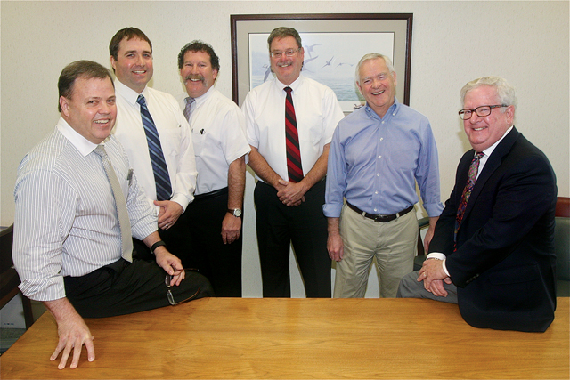 The Roy H. Reeve Agency  team (from left): Tom Dickerson, Tom Gatz, Jim Murphy, Jon Shearin, John Brisotti and Peter Swahn. (Credit: Barbaraellen Koch)