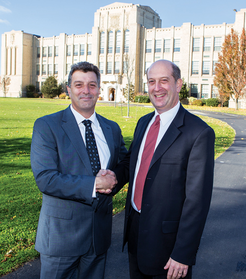 Southold Superintendent David Gamberg, right, and Greenport Superintendent Michael Comanda (Credit: Katharine Schroeder, file)