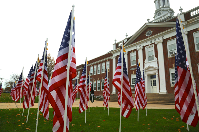 Southold High School American flags