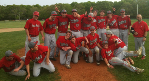 Southold's players turned a team photo into a fun photo after capturing their first county championship since 2003. (Credit: Bob Liepa)