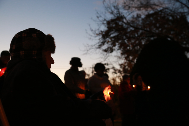 The 'Respect and Civility' candlelight vigil Sunday night in Southold. (Credit: Krysten Massa)