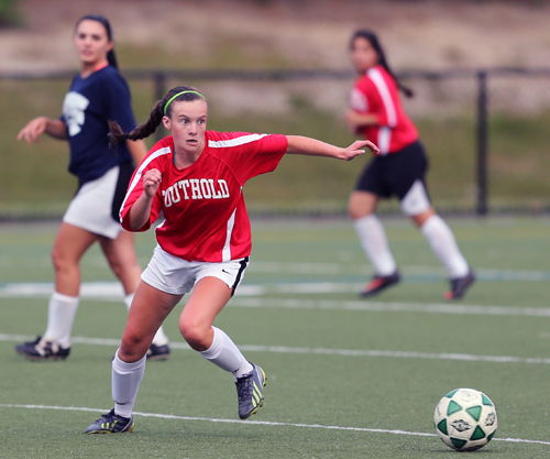 Senior midfielder Raeann Berry and her Southold/Greenport teammates sharpened their skills by playing in a summer league. (Credit: Daniel De Mato, file)