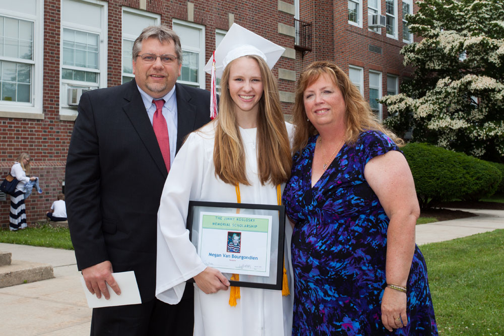 Megan Van Bourgondien was the recipient of the Jimmy Koslosky Memorial Scholarship.  Here she is shown with Jimmy's parents, Jim and Tina.