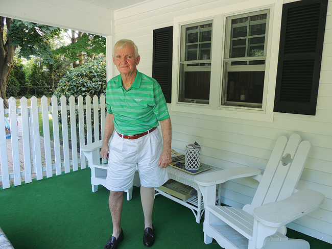 George Sullivan on his front porch in Southold Tuesday morning. (Credit: Claire Leaden)