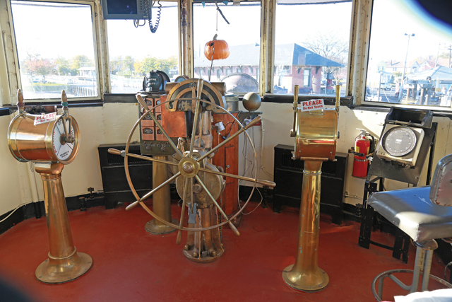 One of the mostly restored sections of the Fire Fighter, the room where the captain would steer the boat. (Credit: Krysten Massa)