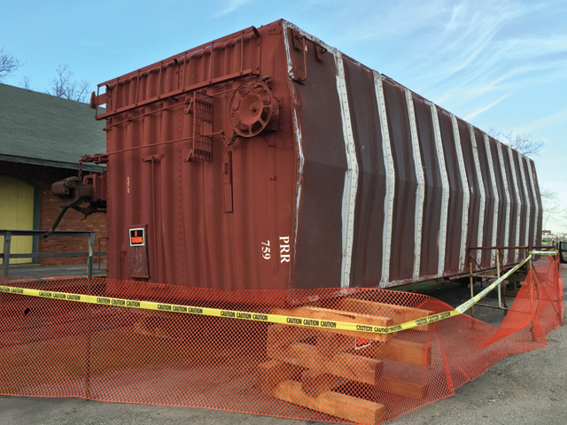 This 1960s boxcar was recently purchased by the Railroad Museum of Long Island using the estate money from Walter H. Milne. The boxcar, long coveted by the museum, completes a set on its track in Greenport. (Credit: Paul Squire)