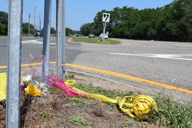 The intersection of Depot Lane and Route 48 in Cutchogue where four women where killed when an alleged drunk driver plowed into the limo they were riding in on Saturday afternoon.