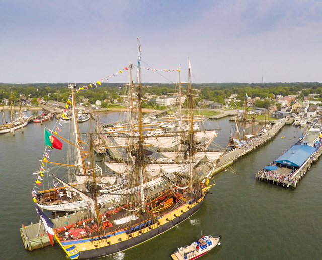 A view from above the 2015 Greenport Tall Ships Challenge Monday morning. (Credit: Andrew LePre/LePre Media)