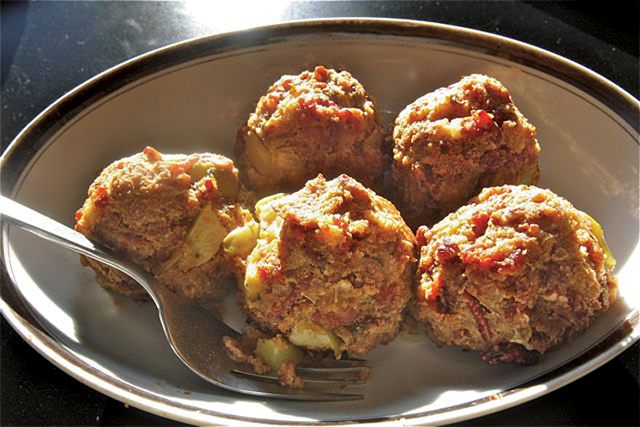 BARBARAELLEN KOCH FILE PHOTOStuffing balls made from your favorite stuffing recipe. this one has corn and white bread, sausage, apples and pecans.