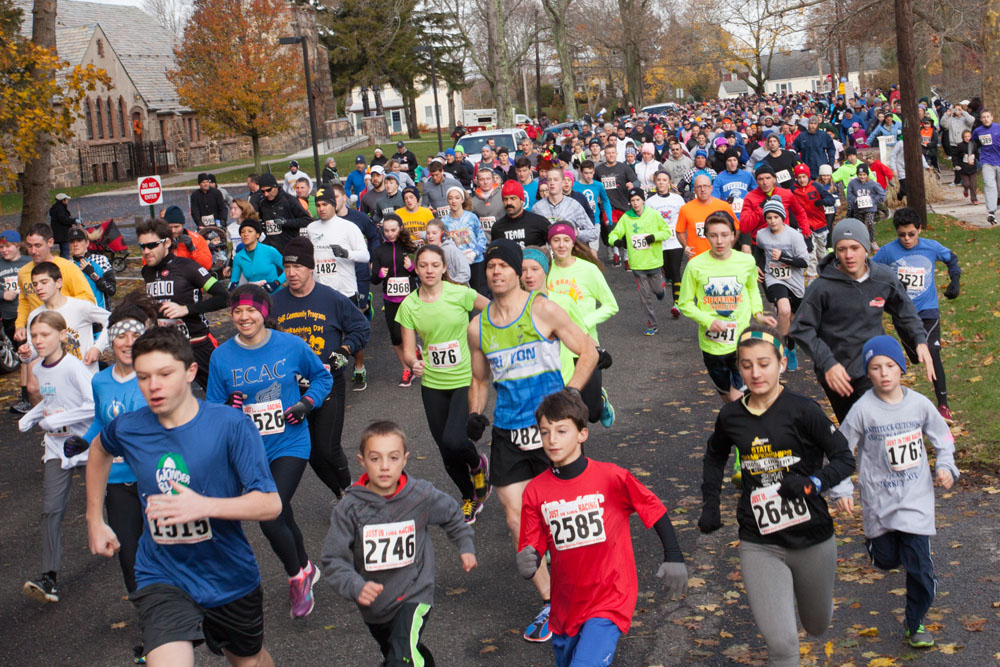 Runners pack the street in Mattituck for the ninth annual Turkey Trot. (Credit: Katharine Schroeder)