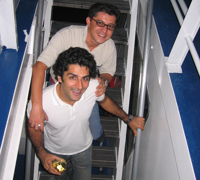 Zubair Khan in 2006 with his brother-in-law Umar Niazi. Mr. Khan was killed when his experimental plane crashed into the Long Island Sound near Mattituck. (Credit: Courtesy of Umar Niazi)