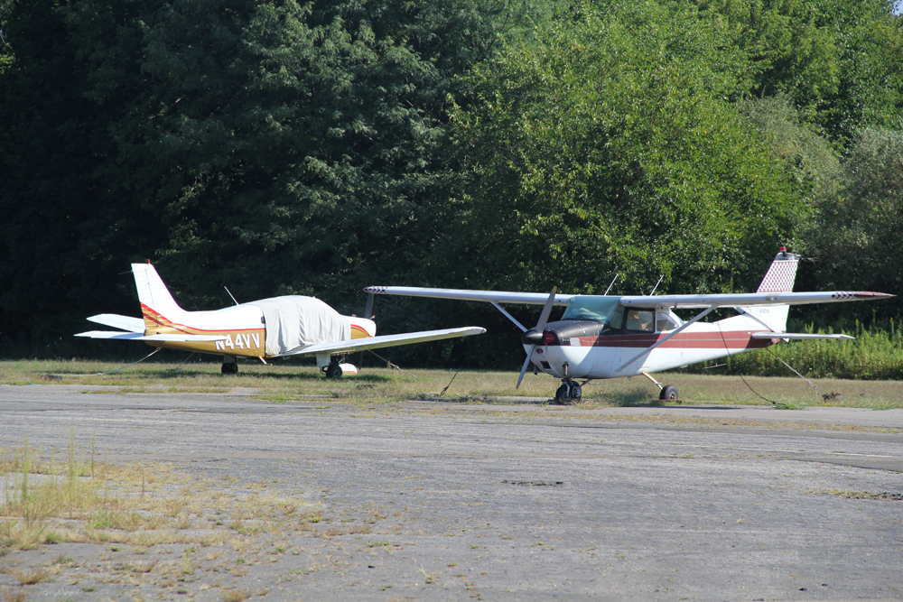Small planes parked at the New Suffolk Avenue airbase. (Credit: Carrie Miller, file)