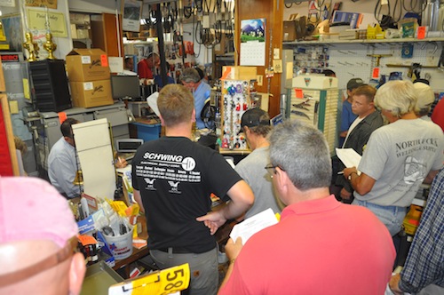 An auction of all White's Hardware products brought out many bidders. (Cyndi Murray photo)