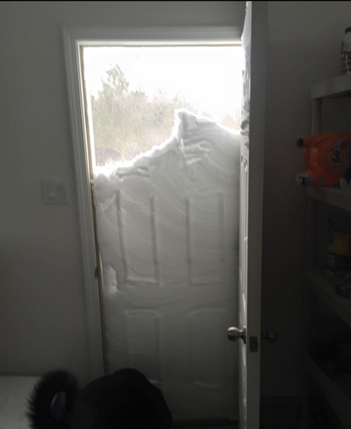 Andrew Dzenkowski woke up to quite the view outside his door today in East Marion. (Credit: courtesy photo)