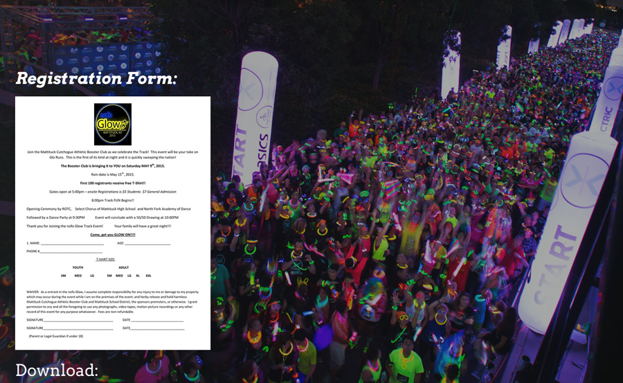 The NOFO Glow registration page online.