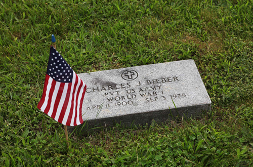 The headstone of a Word War I vet from the North Fork on Memorial Day in 2011. (Credit: Katharine Schroeder, file)