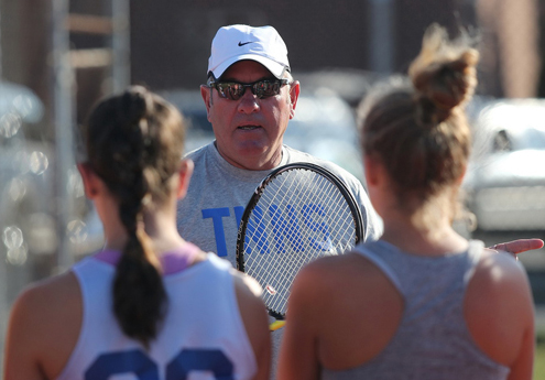 Longtime Mattituck boys tennis coach Mike Huey took over the girls program this fall. He was recently honored as the state coach of the year for boys tennis. (Credit: Garret Meade, file)