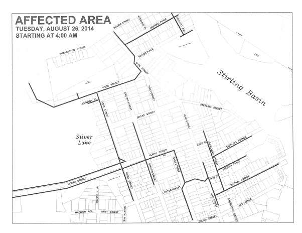 The area that will be impacted by Tuesday's scheduled power outage.