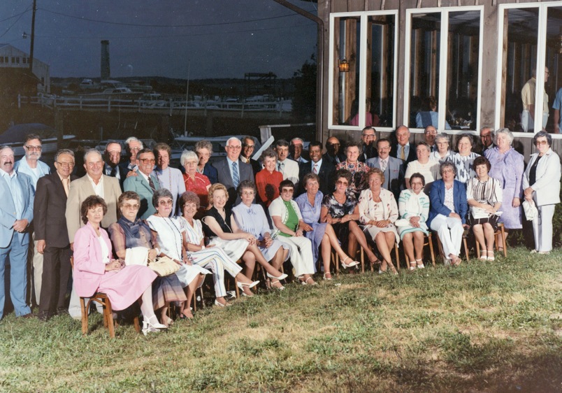 Members of the Greenport class of 1945 at their 40th reunion in 1985. (Credit: Courtesy)