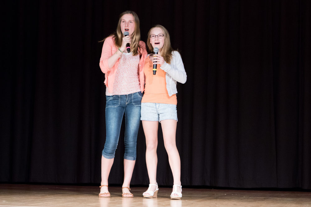 Emily Russell and Maggie Scott sing Keep Your Head Up. (Credit: Katharine Schroeder)