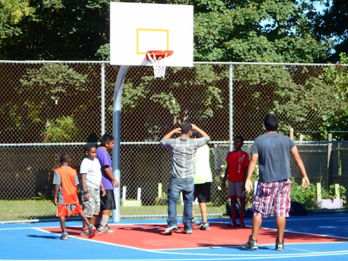 The Third Street basketball court was resurfaced in August. (Cyndi Murray file photo)