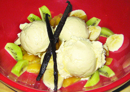 Ice cream made with Tahitian vanilla beans.
